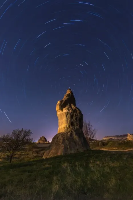 Framed Print : Startrail over Chimney rock