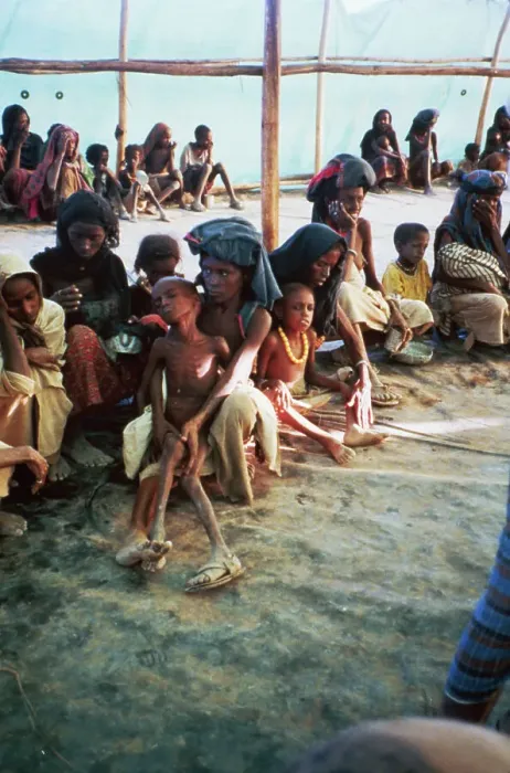 Framed Print : Starving Ethiopians at Food Relief Station Framed Print : Starving Ethiopians at Food Relief Station