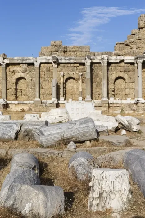 Framed Print : State Agora or Library, ancient city of Side, Pamphylia, Antalya Province, Turkey