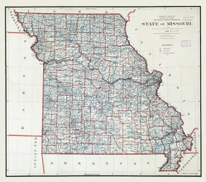 Framed Print : State of Missouri 1891 Framed Print : State of Missouri 1891