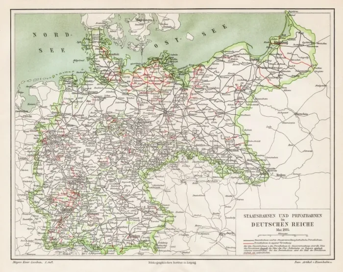 Framed Print : State and private railways map 1895 Framed Print : State and private railways map 1895