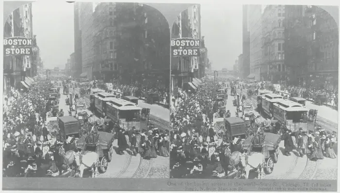 Framed Print : State Street Packed with Pedestrians in Chicago Framed Print : State Street Packed with Pedestrians in Chicago