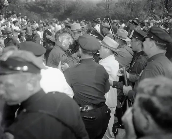 Framed Print : State Trooper Inside Protest Framed Print : State Trooper Inside Protest
