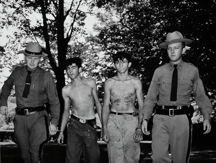 Framed Print : State Troopers With Teenage Suspects Framed Print : State Troopers With Teenage Suspects