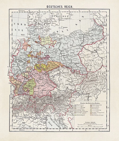 States of the German Empire, lithograph, published in 1893