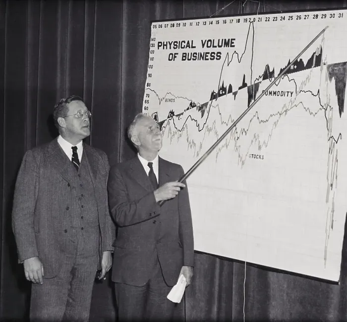 Framed Print : Statistician Roger Basson Pointing to Chart with Frank Smith Framed Print : Statistician Roger Basson Pointing to Chart with Frank Smith
