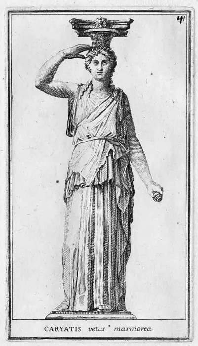Framed Print : Statue of a caryatid, a sculpture representing a woman. It is used in architecture in place of a column or pillar in portals and the articulation of facades, from the Villa Albani, historic Rome, Italy Framed Print : Statue of a caryatid, a sculpture representing a woman. It is used in architecture in place of a column or pillar in portals and the articulation of facades, from the Villa Albani, historic Rome, Italy