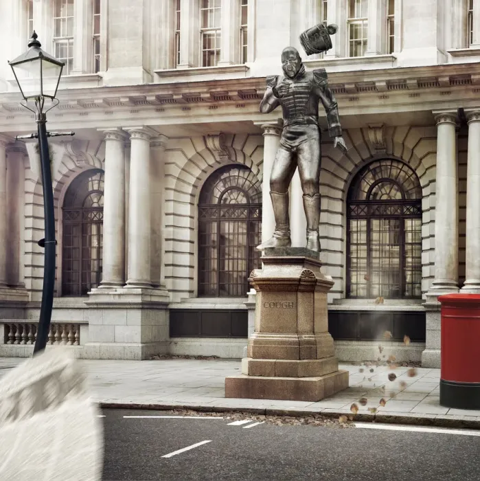 Framed Print : Statue coughing in the street Framed Print : Statue coughing in the street