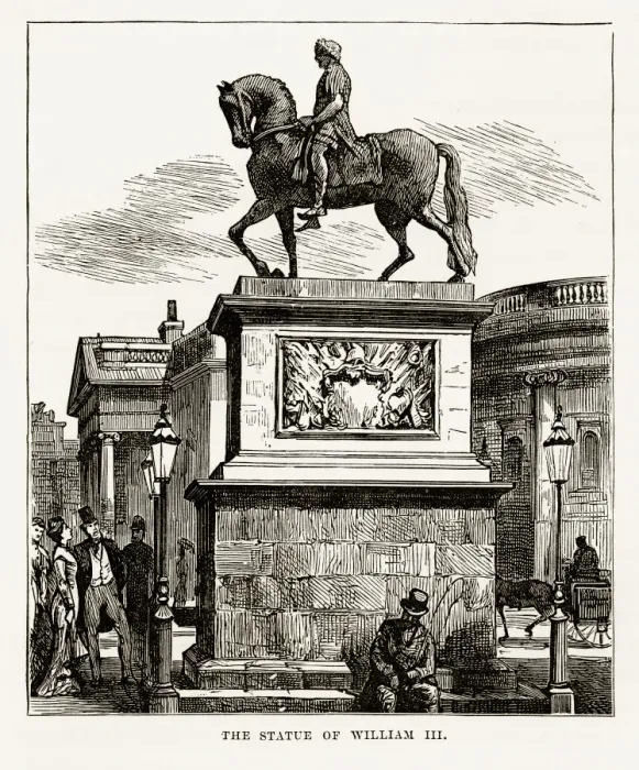 Framed Print : Statue, King William III, Dublin, Ireland Victorian Engraving, Circa 1840 Framed Print : Statue, King William III, Dublin, Ireland Victorian Engraving, Circa 1840