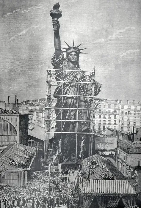 Framed Print : Statue of Liberty Being Prepared for Shipment Framed Print : Statue of Liberty Being Prepared for Shipment