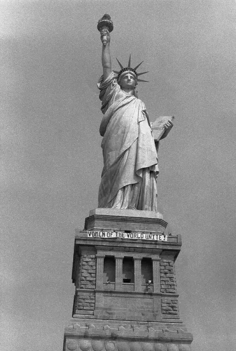 Framed Print : Statue of Liberty with Women's Rights Banner Framed Print : Statue of Liberty with Women's Rights Banner