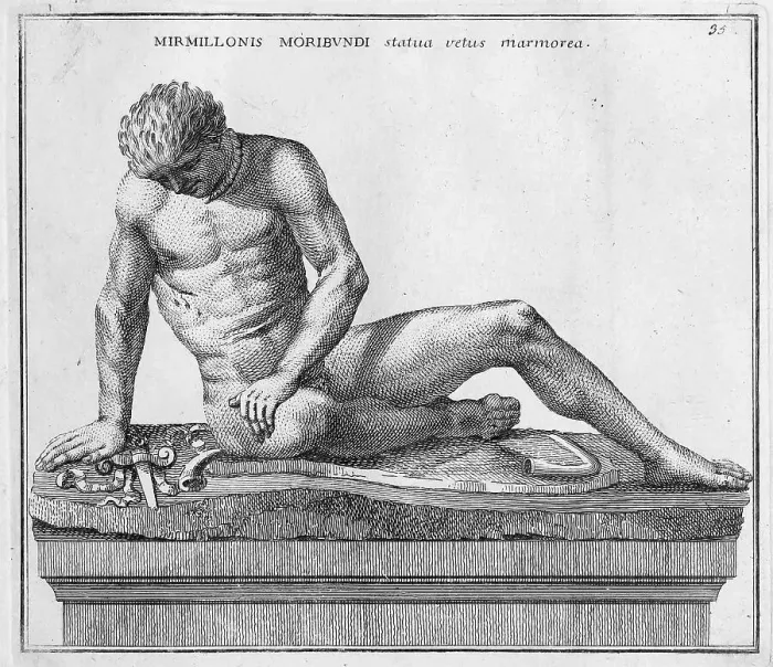 Framed Print : Statue of a wounded Murmillo, myrmillo, mirmillo, mormillo, was a heavily armed Roman gladiator, from the Museum of the Capitol, from Calcografia di Roma, historical Rome, Italy, digital reproduction of an 18th century original Framed Print : Statue of a wounded Murmillo, myrmillo, mirmillo, mormillo, was a heavily armed Roman gladiator, from the Museum of the Capitol, from Calcografia di Roma, historical Rome, Italy, digital reproduction of an 18th century original