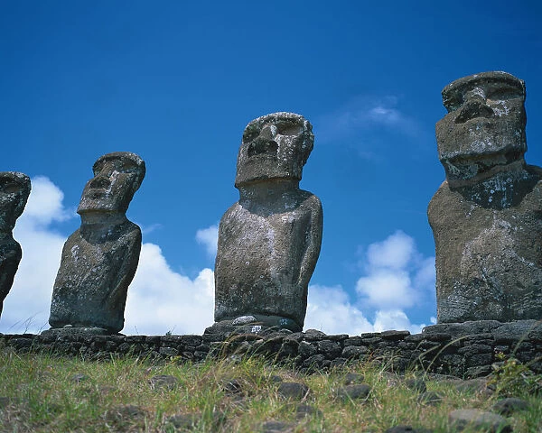 Statues of Moai in Easter Island