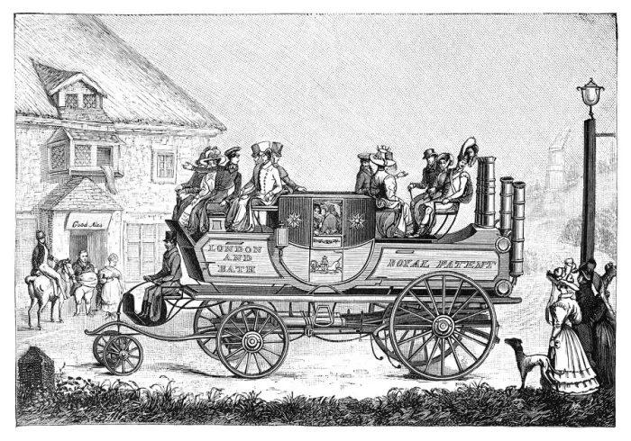 Framed Print : Steam carriage driving in London 1827 Framed Print : Steam carriage driving in London 1827
