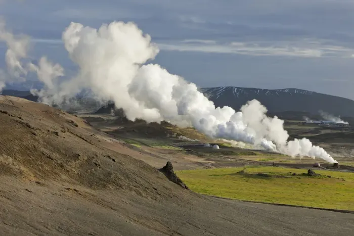 Framed Print : Steam column in geothermal area, Skutustaoir, Northeastern Region, Iceland Framed Print : Steam column in geothermal area, Skutustaoir, Northeastern Region, Iceland