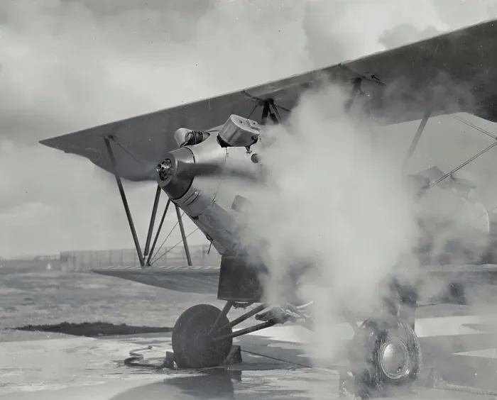 Framed Print : Steam Being Exhausted from Airplane Framed Print : Steam Being Exhausted from Airplane