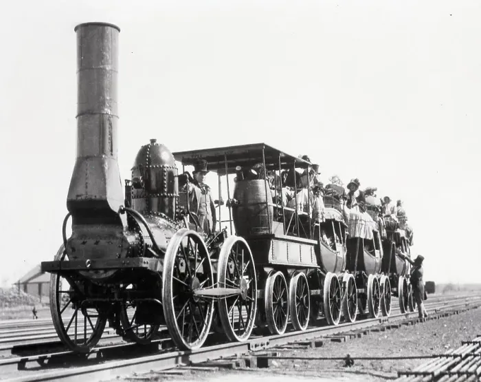 Framed Print : Steam Locomotive and Passengers on Train Cars Framed Print : Steam Locomotive and Passengers on Train Cars