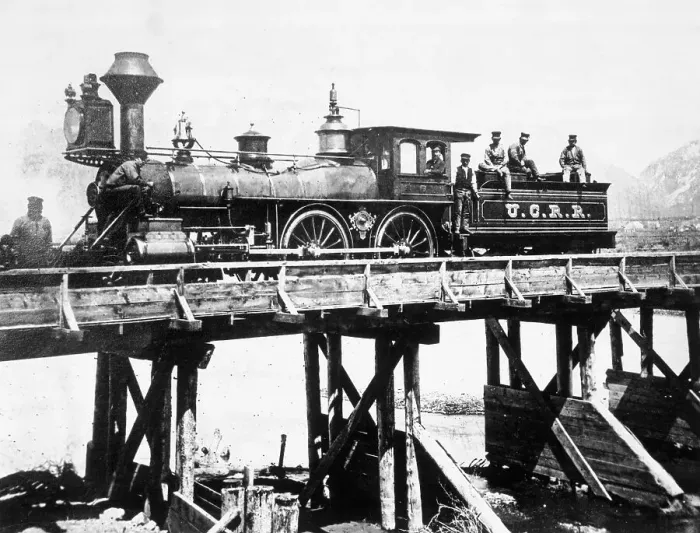 Framed Print : Steam Locomotive Passing over Trestle Bridge Framed Print : Steam Locomotive Passing over Trestle Bridge