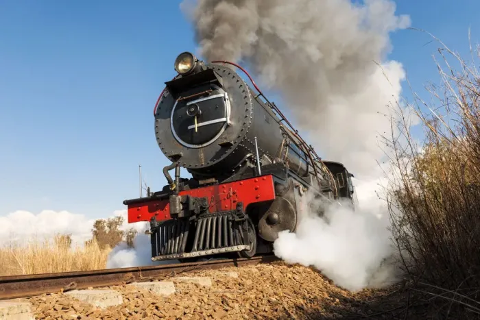 Framed Print : Steam locomotive puffing at full speed on railroad track, Magaliesburg, Gauteng Province, South Africa Framed Print : Steam locomotive puffing at full speed on railroad track, Magaliesburg, Gauteng Province, South Africa