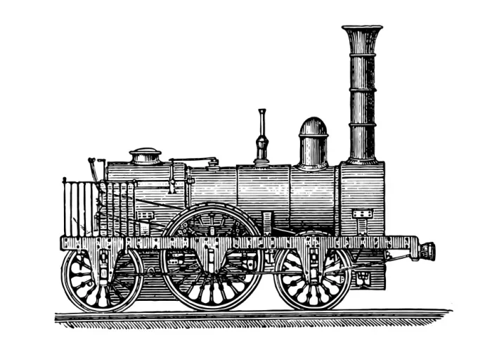 Framed Print : Steam locomotive, vintage engraving Framed Print : Steam locomotive, vintage engraving