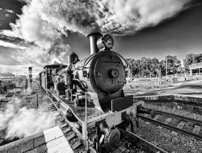 Framed Print : Steam train in black and white Framed Print : Steam train in black and white