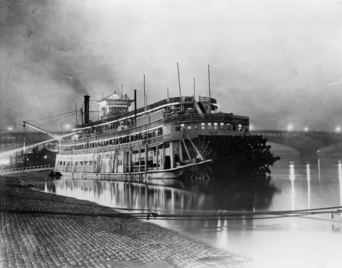 Framed Print : Steamboat. A steamboat on the Mississippi River at night Framed Print : Steamboat. A steamboat on the Mississippi River at night