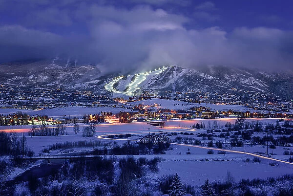 Steamboat Springs Ski Resort at night