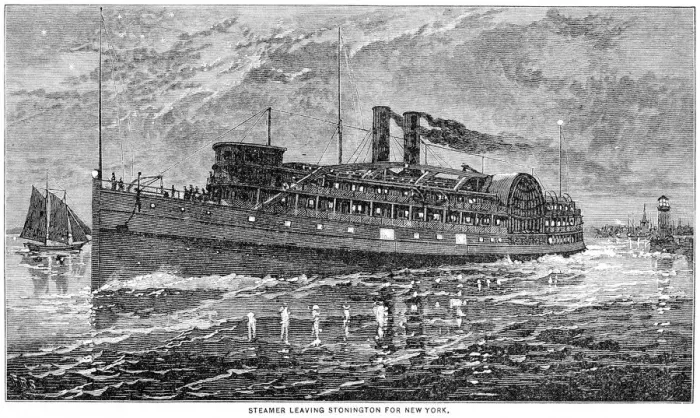 Framed Print : Steamer leaving new york 1883