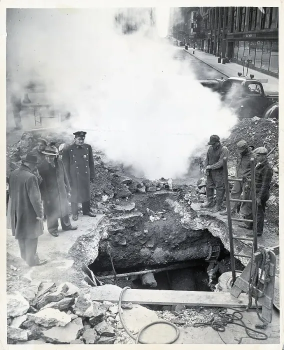 Framed Print : Steamline Pipe Open on Broadway Framed Print : Steamline Pipe Open on Broadway