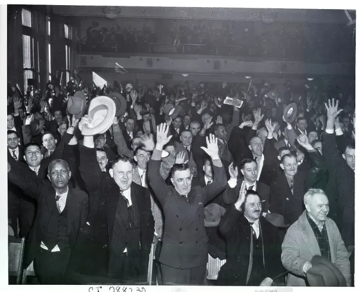 Framed Print : Steel Workers Celebrate End of Strike Framed Print : Steel Workers Celebrate End of Strike