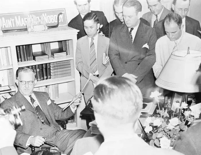 Framed Print : Stephan Early Reading Statement to Newsmen Framed Print : Stephan Early Reading Statement to Newsmen