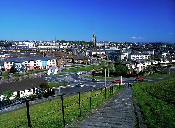 Steps to the Bogside & St Eugenes Cathedral, Derry City, Ireland