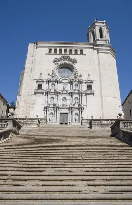 Framed Print : Steps in front of cathedral, low angle view, Girona, Spain Framed Print : Steps in front of cathedral, low angle view, Girona, Spain