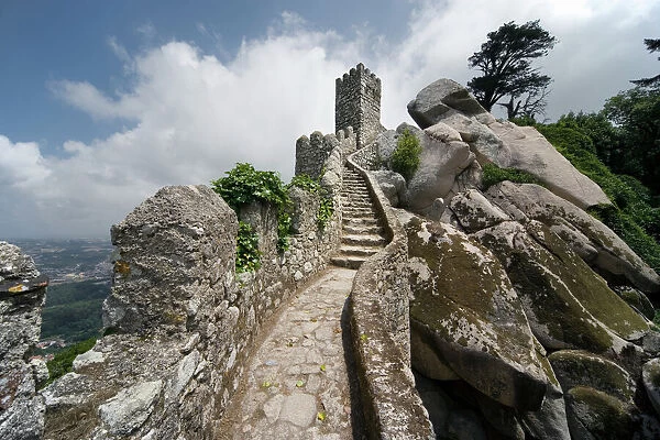 Steps and wall on Castelo dos Mouros, Sintra, Portugal