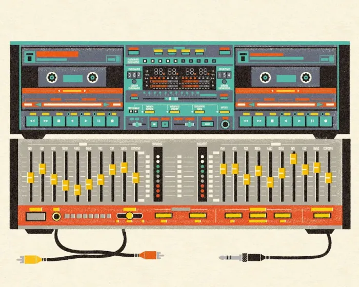 Framed Print : Stereo Tape Deck and Equilizer Framed Print : Stereo Tape Deck and Equilizer