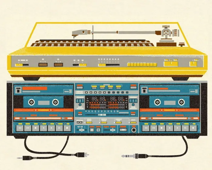 Framed Print : Stereo Turntable and Tape Deck Player Framed Print : Stereo Turntable and Tape Deck Player