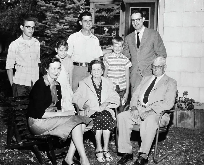 Framed Print : Steve Allen Poses with James Dean Family
