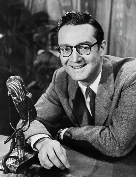 Framed Print : Steve Allen Sitting at Microphone Framed Print : Steve Allen Sitting at Microphone