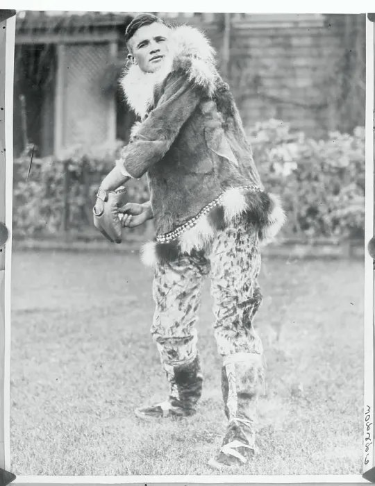Framed Print : Steve Chekaluk Wearing Native Attire and in Pitching Stance Framed Print : Steve Chekaluk Wearing Native Attire and in Pitching Stance