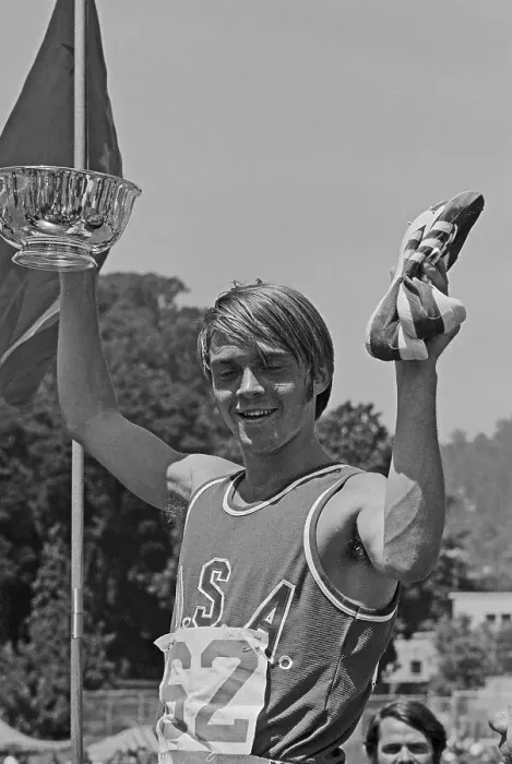 Framed Print : Steve Prefontaine Holding Track Awards Framed Print : Steve Prefontaine Holding Track Awards
