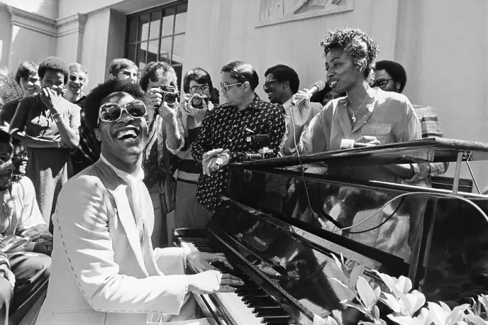 Framed Print : Stevie Wonder Appears Before Crowd Framed Print : Stevie Wonder Appears Before Crowd