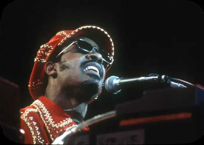 Framed Print : Stevie Wonder Performing in Red Hat
