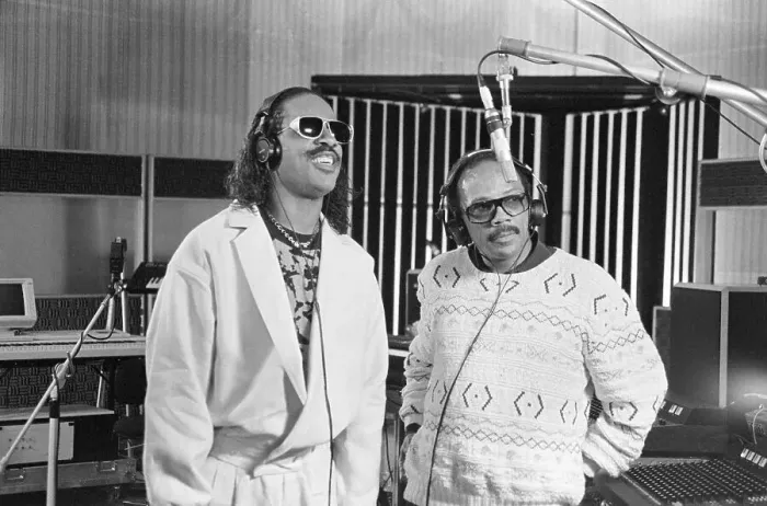 Framed Print : Stevie Wonder and Quincy Jones in Recording Studio Framed Print : Stevie Wonder and Quincy Jones in Recording Studio