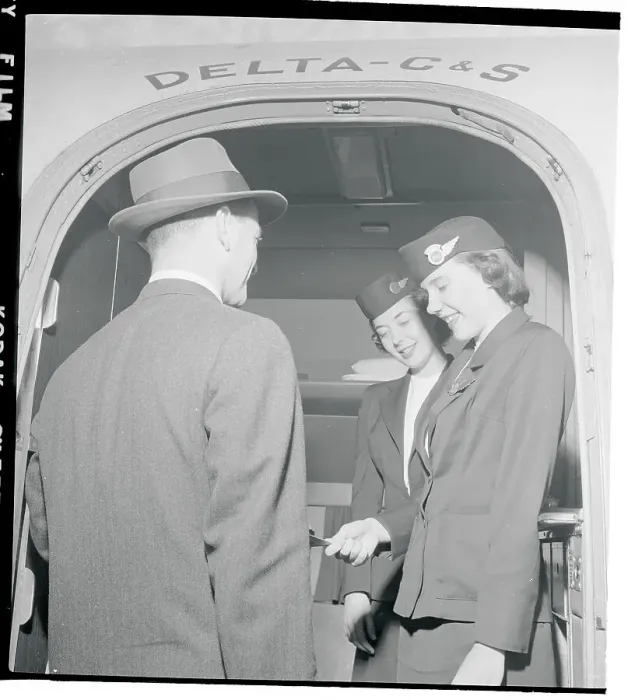 Framed Print : Stewardesses Checking Passenger Lists Framed Print : Stewardesses Checking Passenger Lists