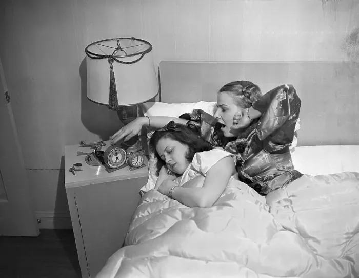 Framed Print : Stewardesses Waking Up in Bed Framed Print : Stewardesses Waking Up in Bed