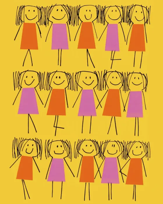 Framed Print : Stick Figure Girl Pattern