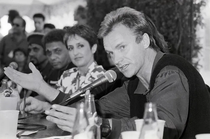 Framed Print : Sting and Joan Baez on Behalf of Amnesty International Framed Print : Sting and Joan Baez on Behalf of Amnesty International