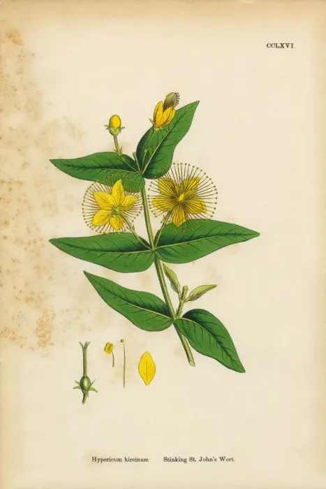 Framed Print : Stinking St. Johnas Wort, Hypericum hircinum, Victorian Botanical Illustration, 1863 Framed Print : Stinking St. Johnas Wort, Hypericum hircinum, Victorian Botanical Illustration, 1863