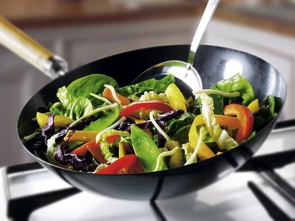 Stirfry cooking in a wok