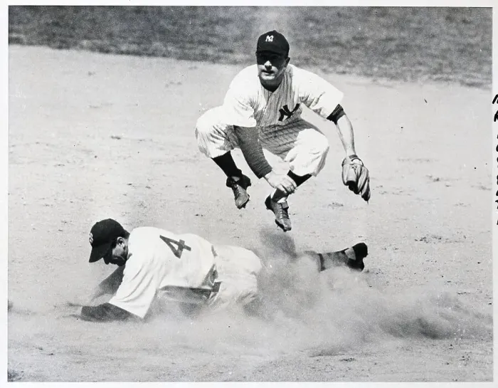 Framed Print : Stirweis Tags Out Mele In Yankees Game